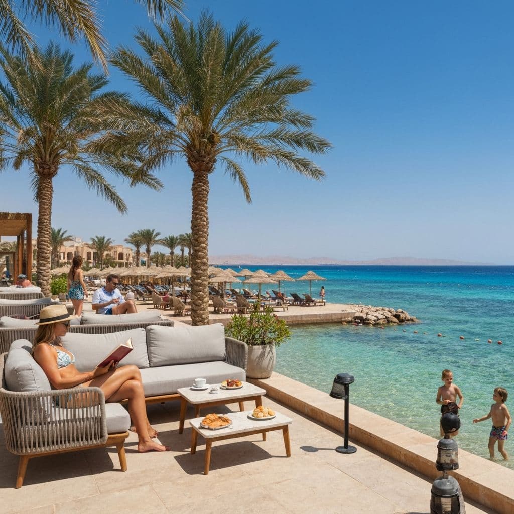 Expat lifestyle in Hurghada Egypt - beachside cafe and Red Sea views