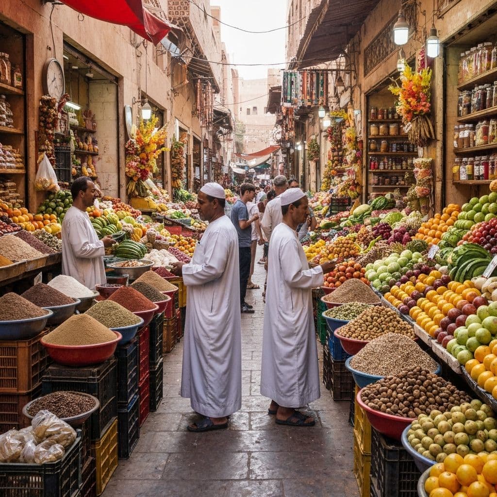 Local market in Hurghada Egypt with fresh produce and affordable groceries