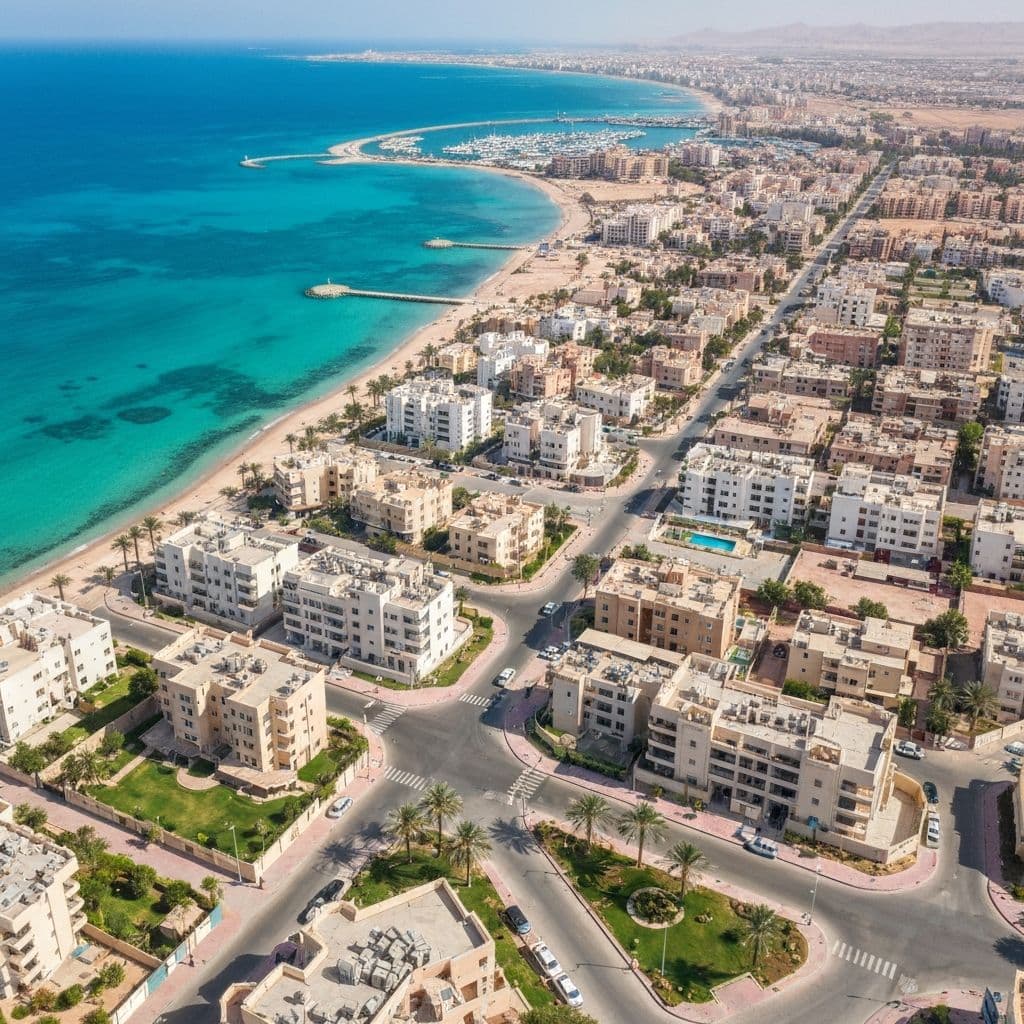 Aerial view of El Hadaba district Hurghada - prime Egypt property investment zone for 2026